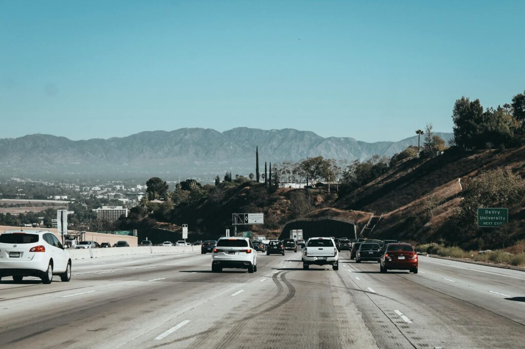 Image of a Nevada highway with cars, illustrating the importance of auto insurance. — uninsured motorist coverage Nevada
