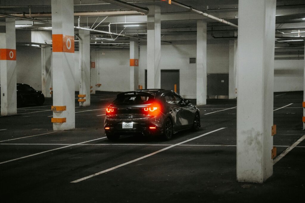 Image of a well-lit parking lot demonstrating safe parking practices — car theft parking location Nevada