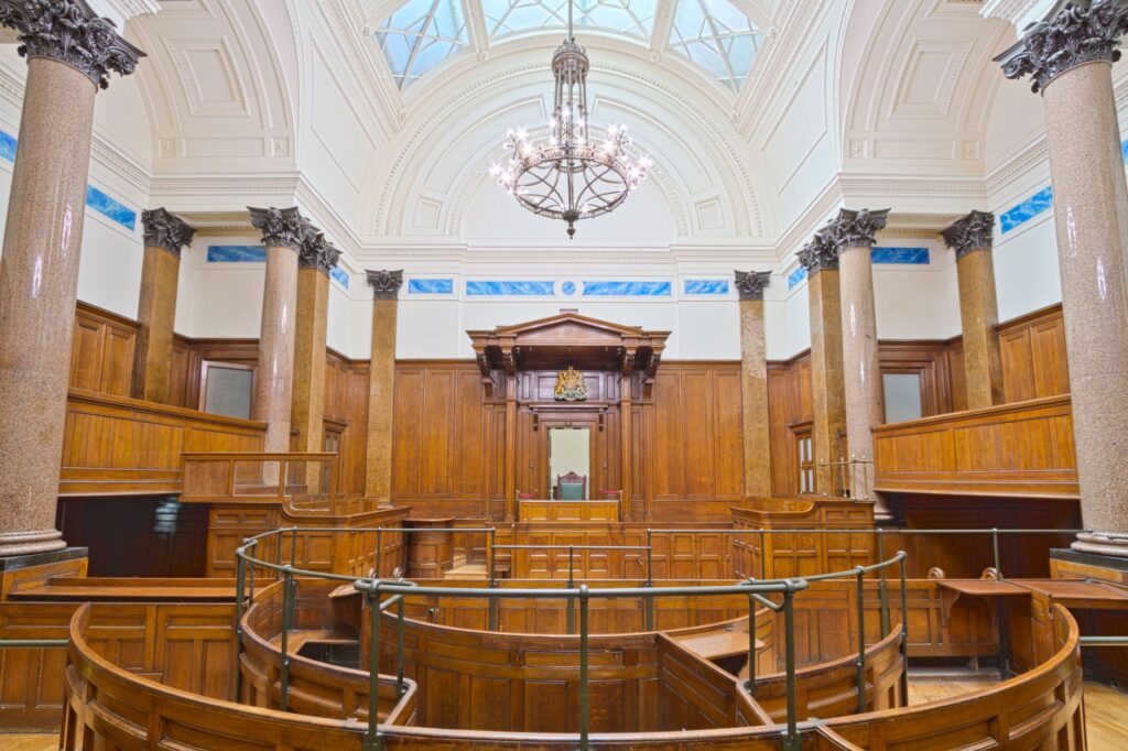 A photo of a courtroom where a notable fraud case took place — Nevada insurance fraud laws