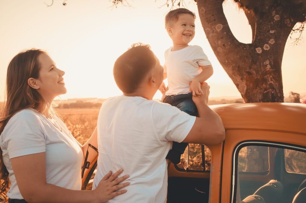 A visual of a happy family in a car, symbolizing peace of mind with insurance — Nevada car insurance companies