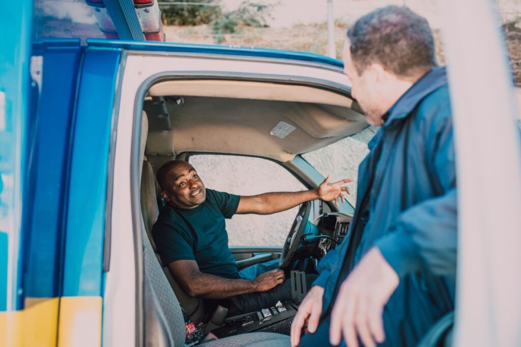 Photo showing a driver exchanging information at the accident site. — after car accident Nevada